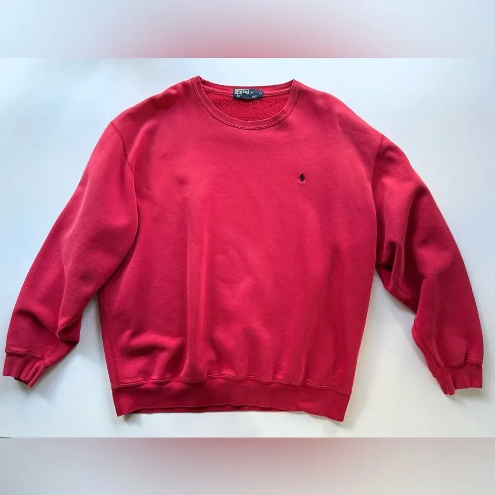 Vintage Polo Ralph Lauren Red Crew Neck Sweatshirt Size XL